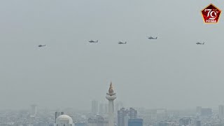 Aksi Helikopter Tempur Fly Pass Pada HUT TNI ke79 Tahun 2024 Di Monas [upl. by Naux]