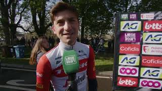 Giulio Ciccone  Interview at the start  LiègeBastogneLiège 2023 [upl. by Auoh]