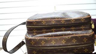 Louis Vuitton Nile Monogram Canvas Shoulder Crossbody Bag REVIEW PREOWNED [upl. by Jonis]