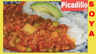 PICADILLO de SOYA  cómo hacer hidratar la soya fácil  receta de comida vegetariana [upl. by Arytal]