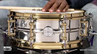 Dunnett Classic 14x55 Model 2N Modelling Aluminum Snare Drum with Brass Hardware 55142NMA2B [upl. by Nirmak292]