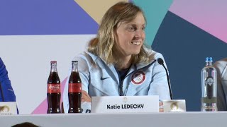 WATCH 4time Olympian Katie Ledecky responds to question about banned substances in swimming [upl. by Auston]