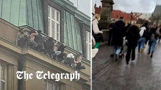 Prague shooting Students hide on university balcony as police eliminate suspect [upl. by Pelletier]