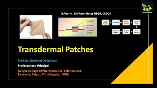 Transdermal Patch NDDS  CRDDS Pharmacy notes [upl. by Redwine]