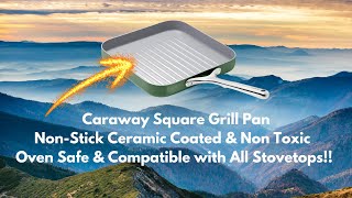 Caraway Square Grill PanNonStick amp Non ToxicOven Safe amp Works with All Stovetopsadamazonfinds [upl. by Nananne]