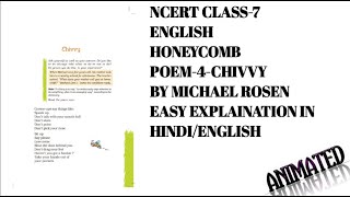 NCERT CLASS 7 ENGLISH POEM 4 CHIVVY ANIMATED EASY EXPLANATION IN HINDI  ENGLISH [upl. by Colvin]