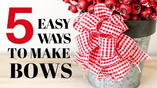 How to Make a Bow with Wired Ribbon  5 EASY ways [upl. by Blackmun215]