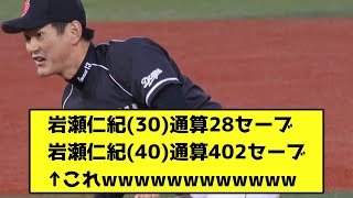 岩瀬仁紀30通算28セーブ岩瀬仁紀40通算402セーブ←これwwwwwwwwwwww【なんJ反応】 [upl. by Anem448]