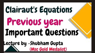 Clairauts Equations  important previous year questions  cluster univ of jammu  ju  du [upl. by Tillman]