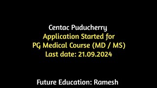 2024 PG Medical Application Started in Puducherry States [upl. by Elades]