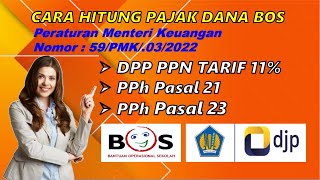 Cara Terbaru Hitung Pajak BOS 2023 sesuai PMK 59 tahun 2022  DPP PPN 11 PPh 21 PPh 23 dengan Excel [upl. by Idonna]