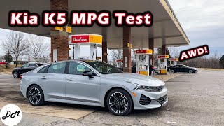 2022 Kia K5 AWD – MPG Test  Realworld Highway Range and Fuel Economy [upl. by Regdirb]