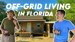 OffGrid SelfSufficient Cabin Tour in Northern Florida [upl. by Zetniuq]