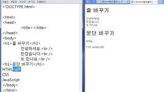 HTML 강의  줄바꿈br 및 문단 구분p 그리고 수평선hr 태그 [upl. by Kristien799]