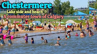 Calgary Canada  Chestermere Lake amp Beach  A commuter town of Calgary Alberta Canada 🇨🇦 [upl. by Slen]