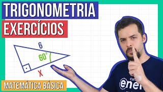 TRIGONOMETRIA NO TRIÂNGULO RETÂNGULO EXERCÍCIOS  Resumo de Matemática para o Enem [upl. by Shiri]