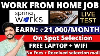 Springworks Hiring  Live Test  Work From Home Jobs 2024  Online jobs at home [upl. by Katleen60]