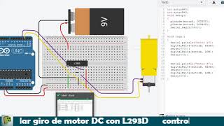 controlar giro de motor DC con L293D [upl. by Kimitri]