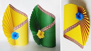 How To Make a Flower Vase at Home  Making Paper Flower Vase  DIY Simple Paper Crafts [upl. by Jeanne]