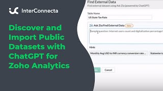 Discover and Import Public Datasets with ChatGPT for Zoho Analytics [upl. by Perretta]