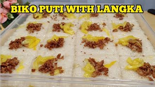 BIKONG PUTI WITH LANGKA  BIKO WITH LANGKA RECIPE  Filipino Rice Cake Dessert [upl. by Tsepmet]