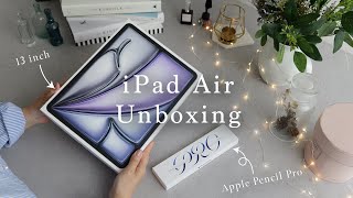 🍎iPad Air 2024 13inch M2  Apple Pencil Pro Unboxing and Accessories Setup [upl. by Alletnahs]