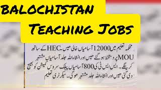 BALOCHISTAN teaching jobs latest news  teaching jobs 2024 hec jobs balochistan sbk latest [upl. by Ataymik]