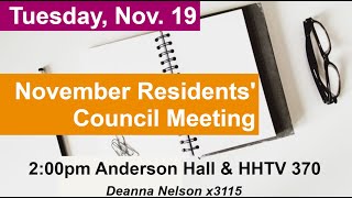 November Residents Council Meeting [upl. by Arec347]