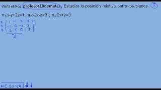 Posición relativa entre tres planos 01 ejercicios resueltos [upl. by Robillard]