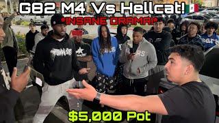 INSANE DRAMA G82 M4 Vs Hellcat 5000 Pot Dodge Hellcat BMW [upl. by Esirrehc]