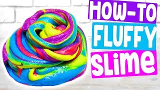 How To Make FLUFFY SLIME BORAX FREE 🦄  Easy For Kids NonToxic Rainbow Slime 🌈 Instagram Worthy [upl. by Josselyn]