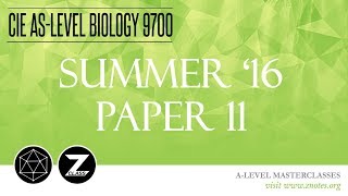 CIE AS Biology 9700  S16 P11  Solved Past Paper [upl. by Danika736]