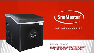 SnoMaster 20Kg24Hr CounterTop Bullet Type IceMaker  Gloss Black ZBC20BLACK [upl. by Drazze]