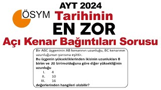 ÖSYM Tarihinin En Zor Açı Kenar Bağıntıları Sorusu ayt2024 [upl. by Neeuq]