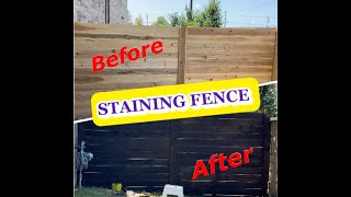 Staining Wooden Fence  DIY  Lowes [upl. by Ahsennek222]