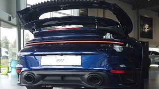 Roof operation Porsche 992 Turbo S Gentian Blue at Porsche Center Borås Sweden [upl. by Adelaida397]