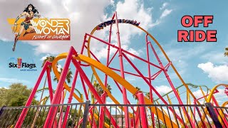 Wonder Woman Flight of Courage Off Ride Six Flags Magic Mountain [upl. by Yssirk]