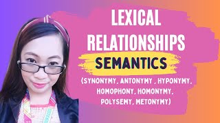 Lexical Relationships synonymy antonymy  hyponymy homophony homonymy polysemy metonymy [upl. by Asital]