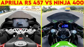 2024 Aprilia RS 457 VS Ninja 400  0 TO 100  TOPSPEED [upl. by Melantha547]