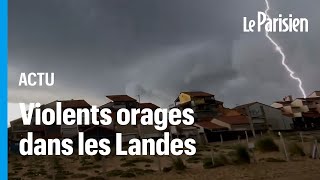 Grêle et puissantes rafales  dimpressionnants orages ont frappé les Landes [upl. by Ralip]