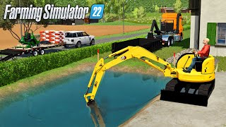 Creusage amp Création dune PISCINE Farming Simulator 22 PAYSAGISTE [upl. by Morentz]