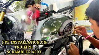 PPF Installation On Triumph Scrambler 400x  Matt or glossy PPF  Santosh shive [upl. by Felipe]