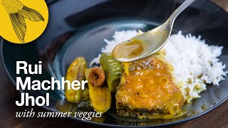 Machher jhol recipe—potol jhinge alu diye jeere ada bata jhol—Rohu fish curry with summer veggies [upl. by Relyc916]