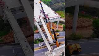 Girder installation ecavator automobile ytshorts excavator constructionequipment facts [upl. by Ocirederf186]