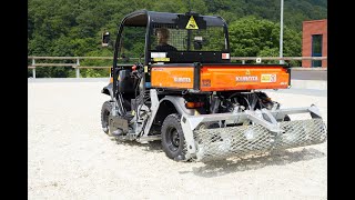 Reitbodenplaner floorcare two in one Kubota RTV 900 2m Arbeitsbreite [upl. by Surtemed]