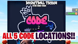 Fortnite Basketball Tycoon ALL 5 VAULT CODE LOCATIONS  Fortnite BASKETBALL TYCOON Codes [upl. by Yttik]