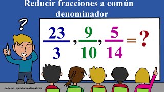 Reducción de fracciones a común denominador por el método del mínimo común múltiplo mcm [upl. by Rosamond]