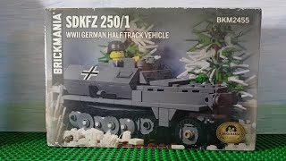 Brickmania SDKFZ 2501 WW2 German half track vehicle build and review [upl. by Ydoc]