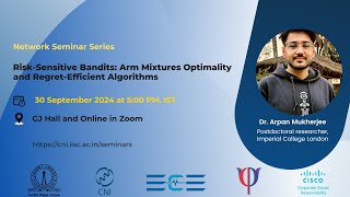 RiskSensitive Bandits Arm Mixtures Optimality and RegretEfficient Algorithms  Dr Arpan Mukherjee [upl. by Ocirema]