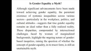 Thesis Statement of Essay quotIs Gender Equality a Mythquot thesisstatement essay genderequality [upl. by Danila]